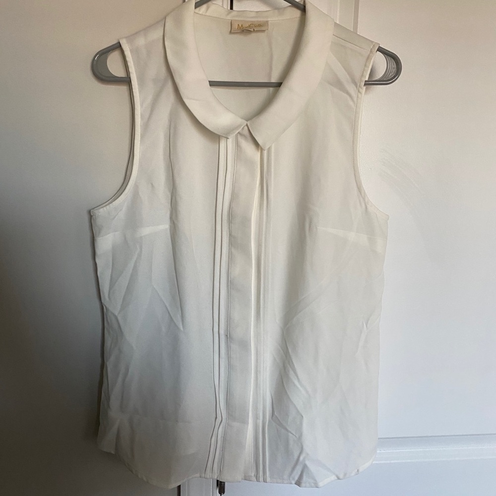 ModCloth ivory button down sleeveless blouse